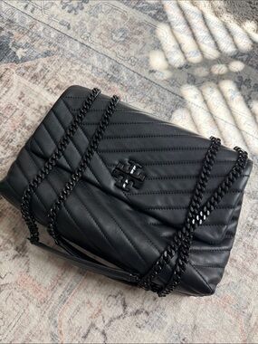 Tory Burch Black on Black Chevron Chain Shoulder Bag